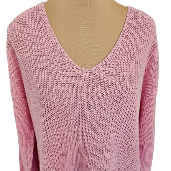 Part Two Etrona Linen Knit Pink Long Sleeve Sweater Sz L - Picture 5 of 12